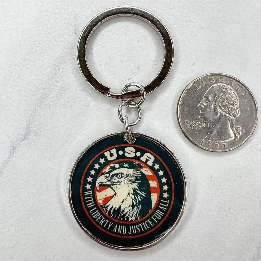 USA With Liberty and Justice for All Eagle Keychain Keyring